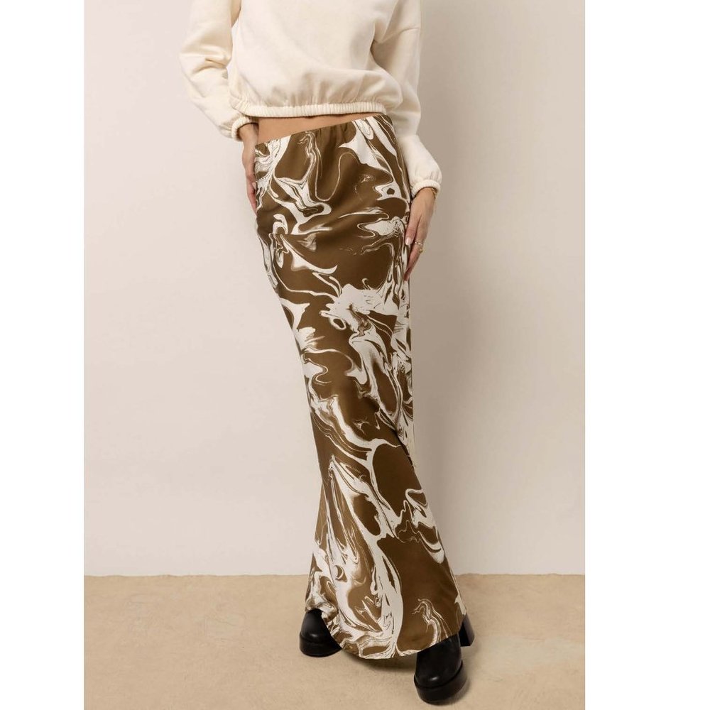 Maxi. silky, camo skirt